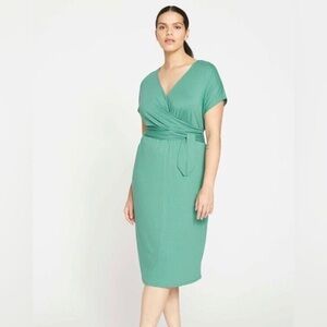 Elegant Green Wrap Dress